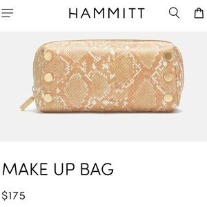 EUC HAMMITT MAKE UP BAG Toast Tan Snake with Gold Rivets